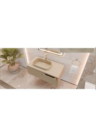 Resim Real Stone Pure Etajerli 70x50 Siyah Granit Banyo Lavabosu Siyah 