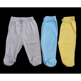 Resim özdemirli bebe Bebek Patikli Alt Hava Alır Kumaş Düz Renk (3 Lü Paket Sarı-gri-mavi) 