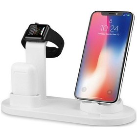 Resim Prestigegoods 3'ü 1 Arada Taşınabilir Şarj Cihazı Çok Fonksiyonlu Tutucu Iphone Airpods Iwatch 1/2/3/4 Uyumlu Black White 