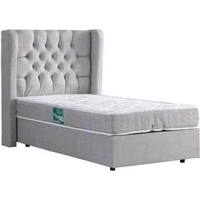 Resim Setaymobilya Baza, Riga Tek Kişilik Baza + Başlık + Comfort Yatak, Açık Gri 