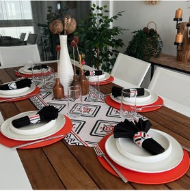 Resim desen izmir Servis,Yeni Sezon,İkat Desen ,6 Supla,6 Peçete 6 Peçete Halkası Ve Runner Örtü 