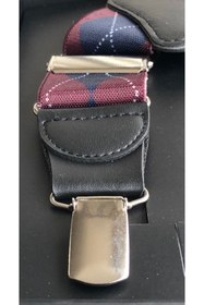 Resim Yage Lacivert Zemin Bordo Ekose Desenli 3,5 Cm Pantolon Askısı 