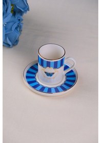 Resim Tabak Evi Porselen Butterfly Collection Altın Yaldızlı Kahve Fincanı 85cc Mavi Tekli Çok Renkli 