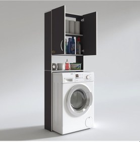Resim Kenzlife Çamaşır Makinesi Dolabı Veronika Gri 180*066*20 Banyo Çift Kapaklı Arkalıksız Çok Renkli 