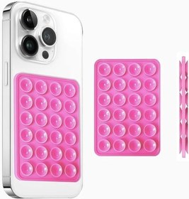 Resim Vakumlu Silikon Telefon Tutucu, Telefon Vantuz, Telefon Ayna Tutucu, Duş, Tiktik video çekim tutucu (Pembe, Çift Taraflı Vakum) 