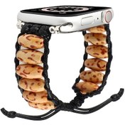 Resim Ahşap Boncuklu Saat Kordonu iOS Uyumlu Watch Ultra 49mm-watch Ultra 2 49mm / Seri 9-8-7 45mm / Se 3-se 2-6-se-5-4 44mm / 3-2-1 42mm 