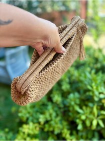 Resim UNİCORNS Hasır Çanta, Hasır El Çantası, Hasır Clutch, Burslu Çanta, Tasarım Clutch 