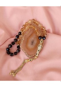 Resim Tesbih Koleksiyonluk 925 Ayar Diamond Gümüş 33 Lük Sitrin Obsidyen Doğal Taş Faset Kesim 07 Mm Tespih 