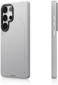 Resim Galaxy S25 Ultra için Magsafe İle Uyumlu Kılıf Uyumlu Mat Deri Desenli Youngkit Tech Fashion Kapak Gümüş 