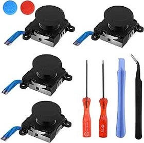 Resim Switch Joystick Ersatz 3D Joystick Analogen 4 Stück Ersatz Links und Rechts Controller Thumbstick mit Kappe Reparatur Werkzeuge Kit für Switch Lite 