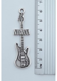 Resim Nirvana Elektro Gitar Gümüş Kaplama Düz Zincir Kolye Gümüş 