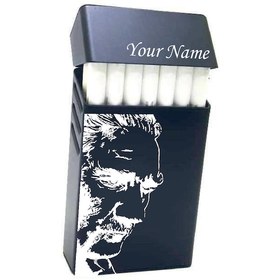 Resim Atatürk Kazıma Kişiye Özel Metal Sigara Tabakası Paketi Taşıma 