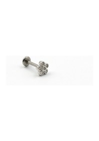 Resim Gümüş Taşlı Çiçek Tragus & Helix Piercing Çelik Bar, Anti Alerjik, Parlak Tasarım Çok Renkli 