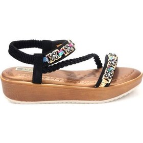 Resim Pisagor 31340 Ortopedik Kadın Günlük Taşlı Sandalet Siyah 
