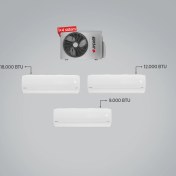 Resim Arçelik A++ 18000 BTU + 12000 BTU + 9000 BTU İç Ünite (1 adet Dış Ünite = 3 adet İç Ünite) 24000 BTU 1+3 Multi Inverter Klima 