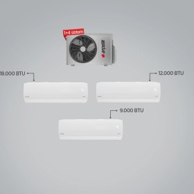 Resim Arçelik A++ 18000 BTU + 12000 BTU + 9000 BTU İç Ünite (1 adet Dış Ünite = 3 adet İç Ünite) 24000 BTU 1+3 Multi Inverter Klima 