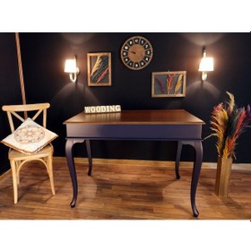Resim Wooding-Mobilya Wooding 100 Cm Masif Lacivert Ceviz Yemek Masası 