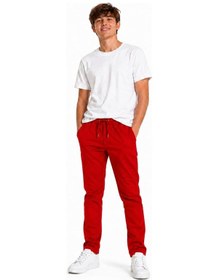Resim 4bb2 Çocuk Kırmızı Full Likralı Destan Kumaş Ribana Bel Lastikli Okul Pantolonu 