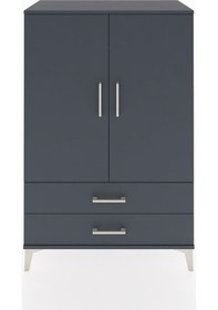 Resim Hyperion Dolap Tek Raflı 2 Çekmeceli Tek Askılı 88x44x134 Antrasit-antrasit Antrasit 