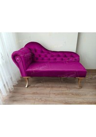 Resim Dekoratif Bihter Koltuk Josefin Puf 110 Cm Gold Ayak Mor 