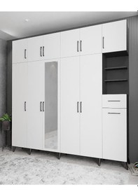 Resim Açelya Portmanto Vestiyer Füme Beyaz M9-270 cm 