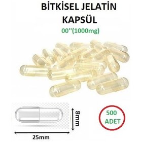Resim Bitkisel Jelatin Boş İlaç Kapsülü 00'' 1000 MG 500 Adet Helal 