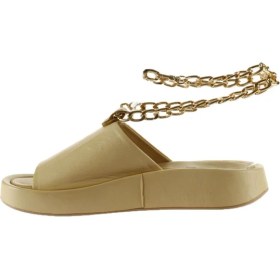 Resim Bueno Shoes Sarı Deri Kadın Dolgu Topuklu Sandalet 