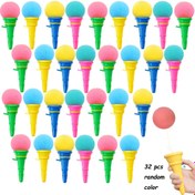 Resim 32 Parça Renkli Mini Dondurma Fırlatıcı Oyuncaklar - 10cm Gençler İçin Eğlenceli Parti Malzemeleri, Karışık Rastgele Renkler (Pembe, Mavi, Sarı, Yeşil, Turuncu) Plastik Tabanlı ve Çizgili Tasarım, Cadılar Bayramı, Noel Partisi & Etkinlik Süslemeleri 