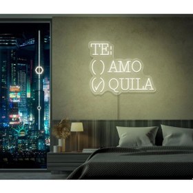 Resim Te:amo/quıla Yazılı Ve Şekilli Neon Tabela Beyaz 
