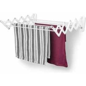 Resim UltraNova Duvara Monte Katlanabilir Çamaşır Askısı, 7 Göz, Alüminyum, Beyaz, 100 cm 