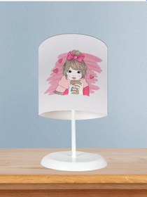 Resim Mekta Home Bebek Ve Çocuk Odası Kurdeleli Kız Desenli Abajur 