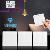 Resim Kablosuz Işık Duvar Anahtarı Röle Alıcısı RF 433Mhz 1/2/3Gang Panel Anahtarı Uzaktan Kumanda LED Lamba için 10A 110V 220V 
