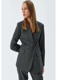 Resim Koton Oversize Blazer Ceket Kruvaze Ters Yaka Kapaklı Cepli Düğmeli 001 