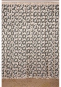 Resim Yaprak Model Vizon Renk İp Perde Hazır Düğmeleri Dikilmiş İp Perde 300 270 Cm Vizon 