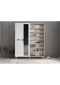 Resim Zenon Membran 4 Kapaklı Portmanto Montaj Dahil Meşe Beyaz 160 Cm 