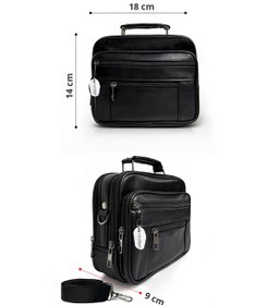 Resim Westbag Erkek Siyah Yatay Model Çelik Kasalı Hakiki Deri El Ve Omuz Çantası Küçük Boy 