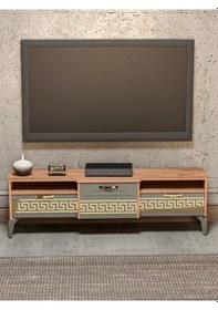 Resim Tv Sehpası Tv Ünitesi Vera Atlantik Çam Antrasit Çizgili 5051 Çok Renkli 