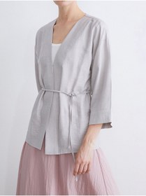 Resim LC Waikiki NEVAVM Farkıyla LCWAIKIKI Classic Gri Şal Yaka Modal Karışımlı Kadın Kimono - S5QH15Z8-CYS 