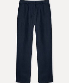 Resim Mudo Erkek Lacivert Straight Fit Keten Pantolon 