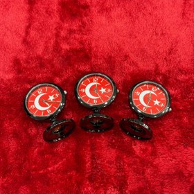 Resim Korkmaz Oto Market & Aksesuar Etiketçilere Torpido Üstü TR Ay Yıldız Saat Metal 
