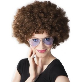 Resim Kuzgun Ticaret Kahve Renk Kıvırcık Afro Bonus Peruk 