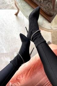Resim Bambi Siyah Platin Süet Kadın Bot & Bootie K02575211702 