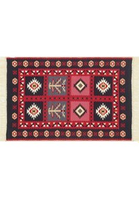Resim Red Yıkanabilir Çift Taraflı Modern Desenli Dokuma Kilim 