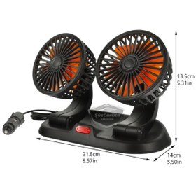 Resim caralp Üniversal Oto Ofis Araç İçi Torpido Üstü Vantilatör Çift Başlıklı Çakmaklık Girişli 2 Kademeli Soğut 