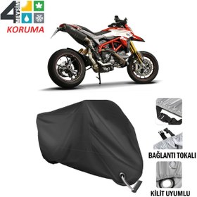 Resim Ducati Hyperstrada Motosiklet Brandası ( Kilit Uyumlu - Siyah 