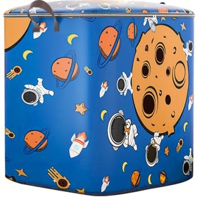 Resim 1 Adet Uzay Astronot Depolama Sepeti - Mavi Yıldızlar ve Gezegenler Tasarımı, Oyuncaklar, Kitaplar, Giysiler için Su Geçirmez Polyester Organizatör Kutusu Fermuarlı - Oyun Odaları, Yatak Odaları ve Ev Dekoru İçin Mükemmel, Oyun Odası Düzenleyici | Uzay Temalı Dekor | Fermuar Kapatma, Yatağın Altında Saklama 