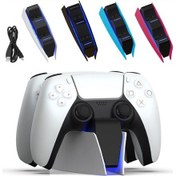 Resim Ps5 Gamepad Şarj Cihazı Çift Dock Şarj Cihazı İçin Honcam Siyah 