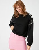 Resim Zımba Detaylı Sweatshirt İçi Polarlı 
