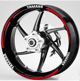 Resim Beyaz-Yamaha-Yazılı-3-Parçalı-Reflektif -Kırmızı-Jant-Şeridi 