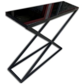 Resim Dresuar X Profil Model Temper Cam Ayna Metal Çelik Nikelaj Ayak Siyah Fırın Statik Boya El Yapım Siyah 